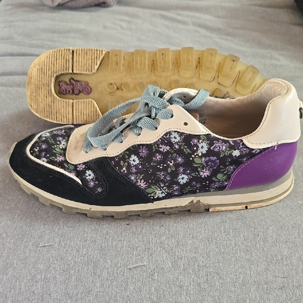 Coach Purple and Black Sneakers with Vibrant Design